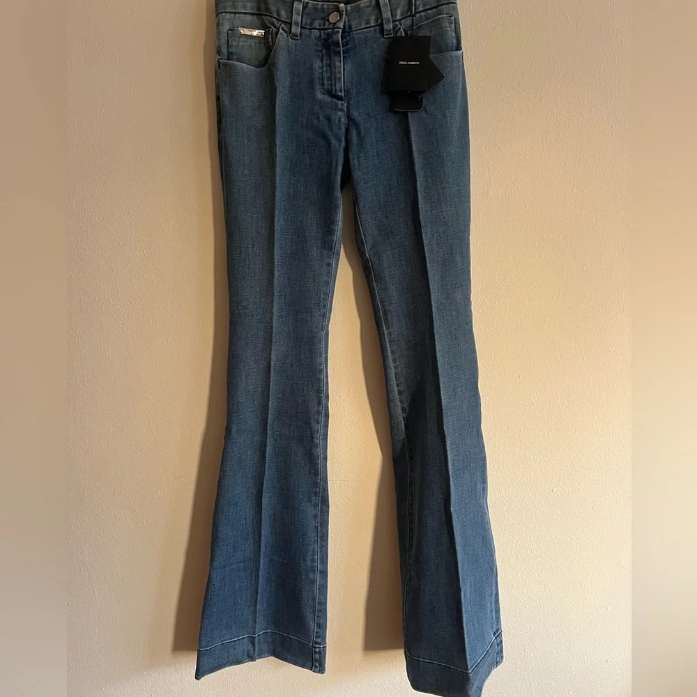 Vintage New Dolce & Gabbana Light Blue Flare Jeans Italy Size 40 Authentic - Picture 2 of 14